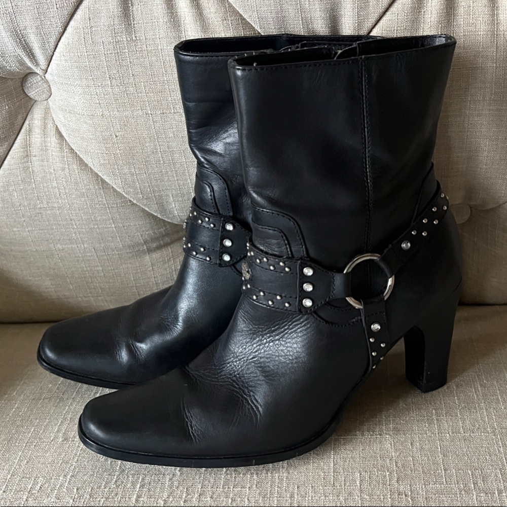 Harley-Davidson Black Ankle Boots with Silver Accents